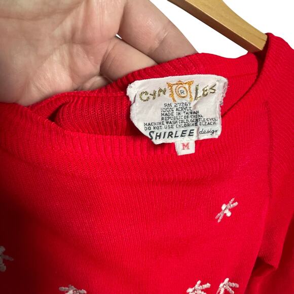 VINTAGE Cyn Les 1970s Colorblocked Ski Embroidered Long Sleeve Sweater - Picture 4 of 4